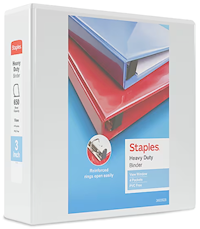 BINDERS, 3 RING, VIEW, STAPLES, WHITE, 3", 4/CT MAIN